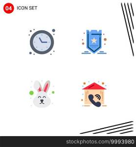 Pictogram Set of 4 Simple Flat Icons of clock, easter, time optimization, seo, face Editable Vector Design Elements