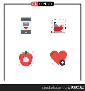 Pictogram Set of 4 Simple Flat Icons of deleted, diet, recycle, claus, vegetable Editable Vector Design Elements