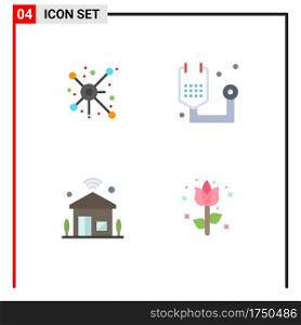 Pictogram Set of 4 Simple Flat Icons of distribute, house, connection, form, internet of things Editable Vector Design Elements