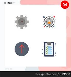 Pictogram Set of 4 Simple Flat Icons of gear, up, audience, target, education Editable Vector Design Elements