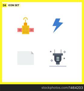 Pictogram Set of 4 Simple Flat Icons of gps, plug, power, document, switch Editable Vector Design Elements