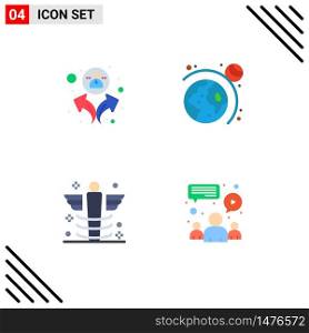 Pictogram Set of 4 Simple Flat Icons of group, medical, astronomy, care, chat Editable Vector Design Elements