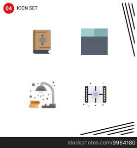 Pictogram Set of 4 Simple Flat Icons of islam, revision, ramadan, book, movie Editable Vector Design Elements