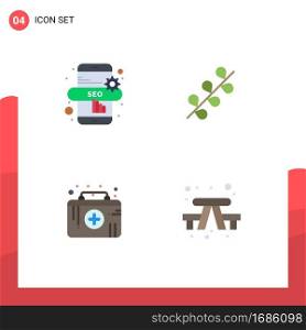 Pictogram Set of 4 Simple Flat Icons of marketing, medical emergency, easter, first aid kit, c&ing Editable Vector Design Elements