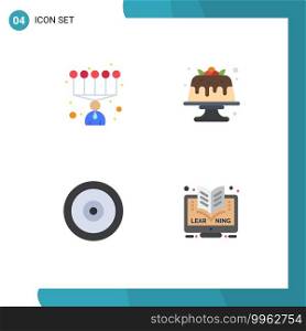 Pictogram Set of 4 Simple Flat Icons of personal, multimedia, bakery, food, web Editable Vector Design Elements
