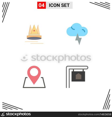Pictogram Set of 4 Simple Flat Icons of premuim, pin, marketing, weather, house Editable Vector Design Elements