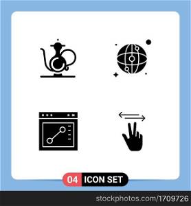 Pictogram Set of 4 Simple Solid Glyphs of abrahamic, draw, ramadan, map, gestures Editable Vector Design Elements