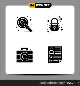 Pictogram Set of 4 Simple Solid Glyphs of bacteria, computer, research, smart, technology Editable Vector Design Elements