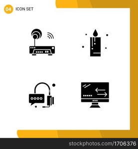 Pictogram Set of 4 Simple Solid Glyphs of device, support, technology, holiday, connection Editable Vector Design Elements