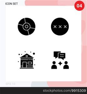 Pictogram Set of 4 Simple Solid Glyphs of devices, building, products, protection, house Editable Vector Design Elements