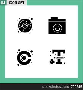 Pictogram Set of 4 Simple Solid Glyphs of disk, promotion, cloud, idea, logo Editable Vector Design Elements