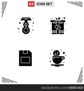 Pictogram Set of 4 Simple Solid Glyphs of eight march, storage, box, heart, break Editable Vector Design Elements