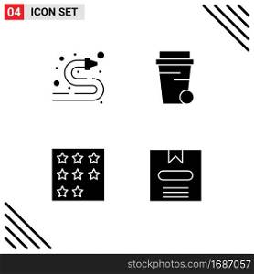 Pictogram Set of 4 Simple Solid Glyphs of fire hose, office, water hose, cleaning, star Editable Vector Design Elements