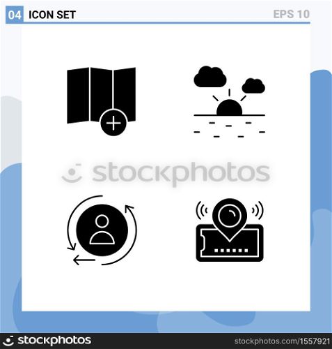 Pictogram Set of 4 Simple Solid Glyphs of location, map, cloud, digital, location Editable Vector Design Elements