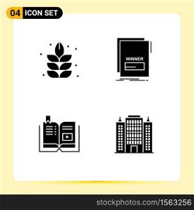 Pictogram Set of 4 Simple Solid Glyphs of lotus, video, fraud, malicious, education Editable Vector Design Elements