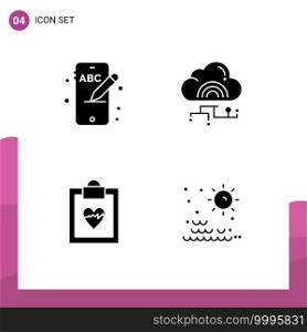 Pictogram Set of 4 Simple Solid Glyphs of mobile, medical, network, connect, sea Editable Vector Design Elements