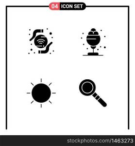Pictogram Set of 4 Simple Solid Glyphs of technology, layout, desert, treat, tool Editable Vector Design Elements