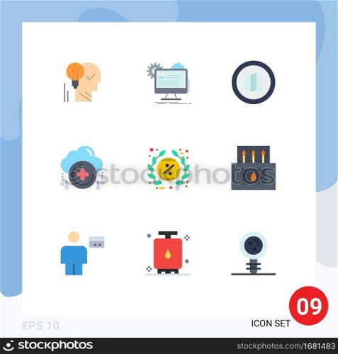 Pictogram Set of 9 Simple Flat Colors of add, map, account, location, update Editable Vector Design Elements