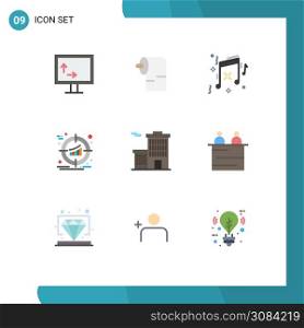 Pictogram Set of 9 Simple Flat Colors of business, business, party, building, product Editable Vector Design Elements