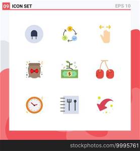 Pictogram Set of 9 Simple Flat Colors of business, christmas, hand, candy, zoom out Editable Vector Design Elements