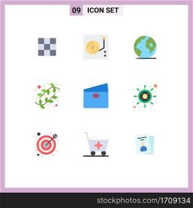 Pictogram Set of 9 Simple Flat Colors of credit, easter, earth, catkin, world Editable Vector Design Elements