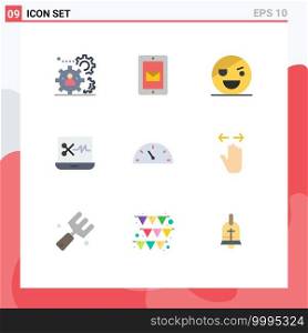 Pictogram Set of 9 Simple Flat Colors of gauge, audio editing software, support, audio editing, pirate Editable Vector Design Elements