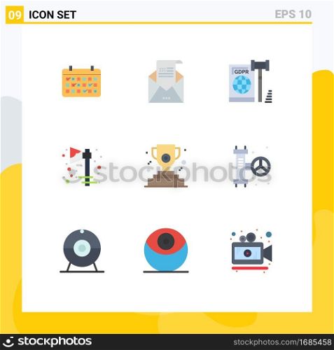 Pictogram Set of 9 Simple Flat Colors of halloween, axe, invitation, secure, gdpr Editable Vector Design Elements