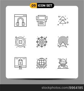 Pictogram Set of 9 Simple Outlines of affiliate, interface, education, delete, up Editable Vector Design Elements
