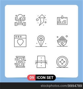 Pictogram Set of 9 Simple Outlines of mac, app, cards, phone, office Editable Vector Design Elements