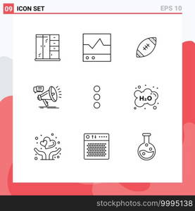 Pictogram Set of 9 Simple Outlines of promotion, announcement, american, megaphone, rugby Editable Vector Design Elements