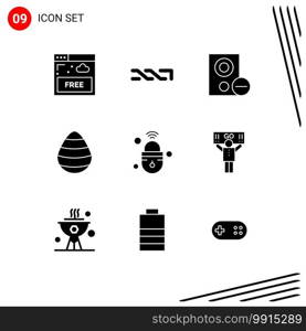 Pictogram Set of 9 Simple Solid Glyphs of internet of things, nature, computers, egg, remove Editable Vector Design Elements