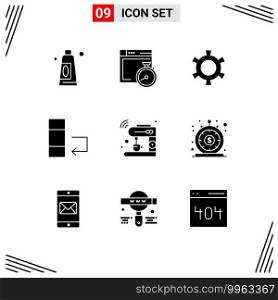 Pictogram Set of 9 Simple Solid Glyphs of wifi, iot, gear, internet, swap Editable Vector Design Elements