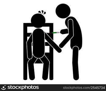 Pictogram visit to the doctor with vaccination