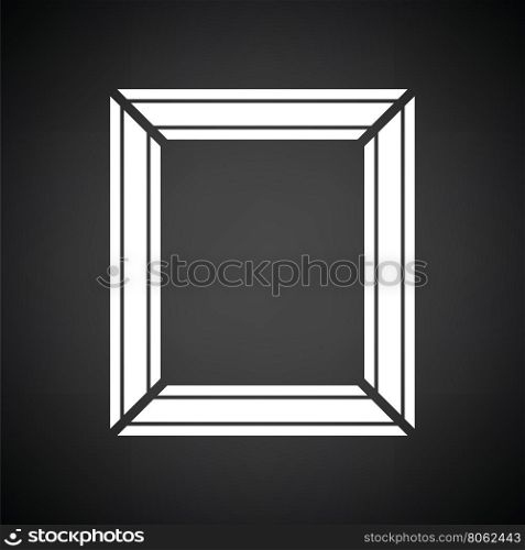Picture frame icon. Black background with white. Vector illustration.