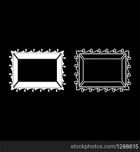 Picture frame icon outline set white color vector illustration flat style simple image. Picture frame icon outline set white color vector illustration flat style image
