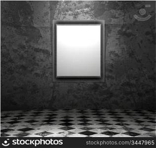 picture frame in grunge empty interior