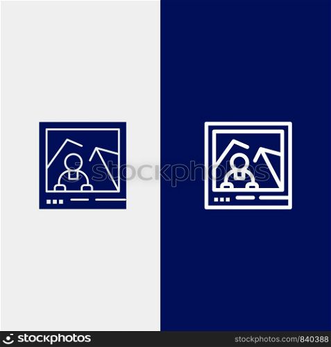 Picture, Image, Landmark, Photo Line and Glyph Solid icon Blue banner