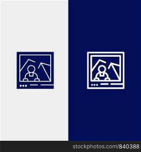 Picture, Image, Landmark, Photo Line and Glyph Solid icon Blue banner