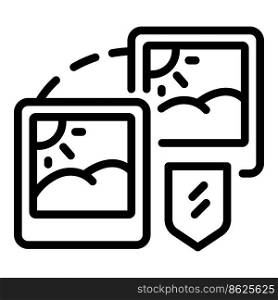 Picture law protection icon outline vector. Copyright patent. Data content. Picture law protection icon outline vector. Copyright patent