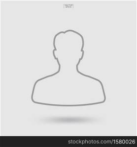Picture profile icon. Male icon. Human or people sign and symbol. Vector illustration.