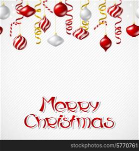 Picture was made in eps 10 with gradients and transparency.. Merry Christmas vector background with glossy balls.