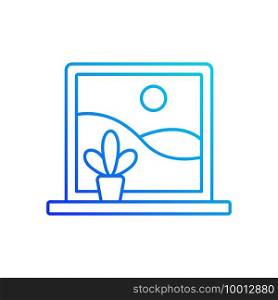 Picture windows gradient linear vector icon. Large, fixed-pane window without glazing bars. Natural light access. Thin line color symbols. Modern style pictogram. Vector isolated outline drawing. Picture windows linear vector icon