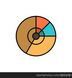 Pie, Business, Chart, Diagram, Finance, Graph, Statistics Flat Color Icon. Vector icon banner Template
