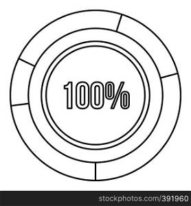Pie chart circle graph 100 percent icon. Outline illustration of vector icon for webicon. Outline illustration of pie chart circle graph 100 percent vector icon for web. Pie chart circle graph 100 percent icon