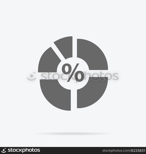 Pie chart flat sign design concept. Graph pie, infographics and pie chart, diagram marketing, report data, circle statistic, finance presentation, market information financial illustration