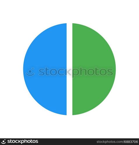 pie chart half, icon on isolated background,