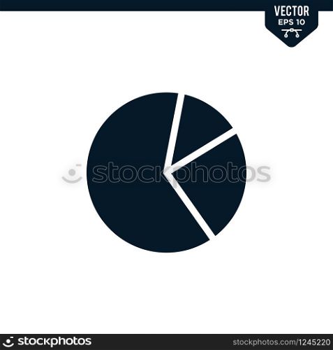 Pie chart icon collection in glyph style, solid color vector