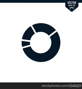 Pie chart icon collection in glyph style, solid color vector