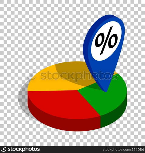 Pie chart isometric icon 3d on a transparent background vector illustration. Pie chart isometric icon