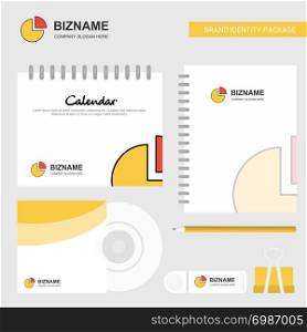 Pie chart Logo, Calendar Template, CD Cover, Diary and USB Brand Stationary Package Design Vector Template